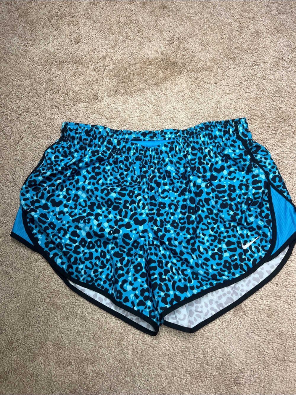 Nike Running Dri- Fit Blue Leopard Print Shorts